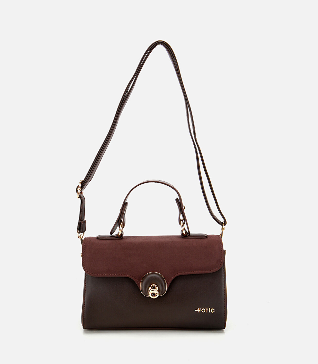 Kadın Kahverengi Kilit Detaylı Omuz Çantası