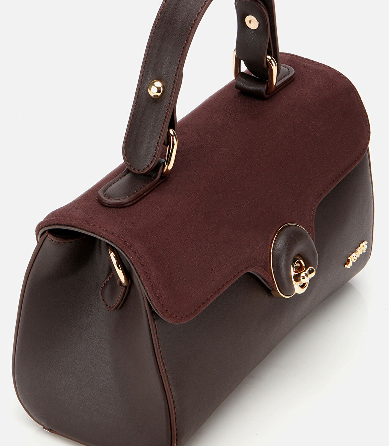 Kadın Kahverengi Kilit Detaylı Omuz Çantası