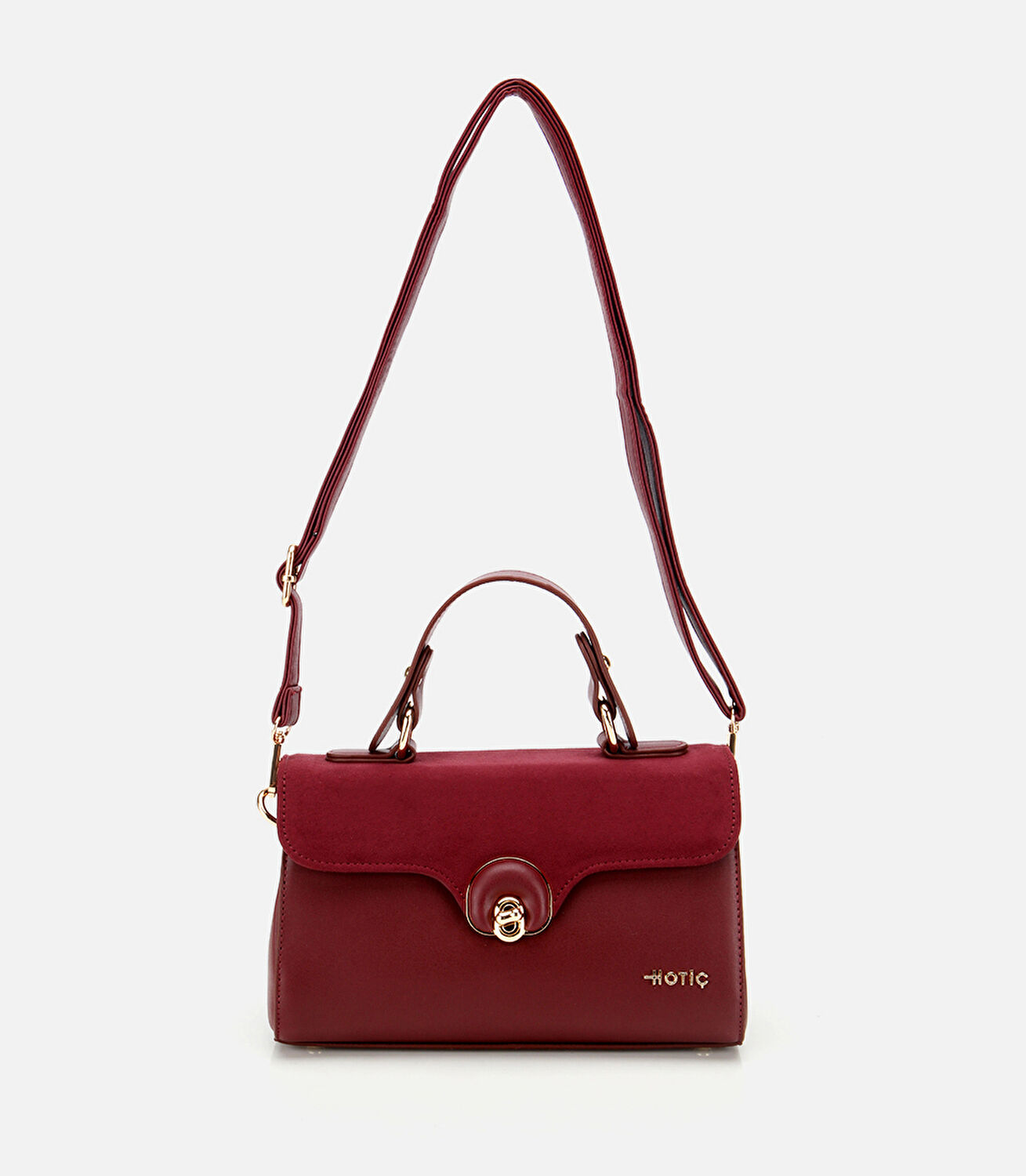 Kadın Bordo Kilit Detaylı Omuz Çantası