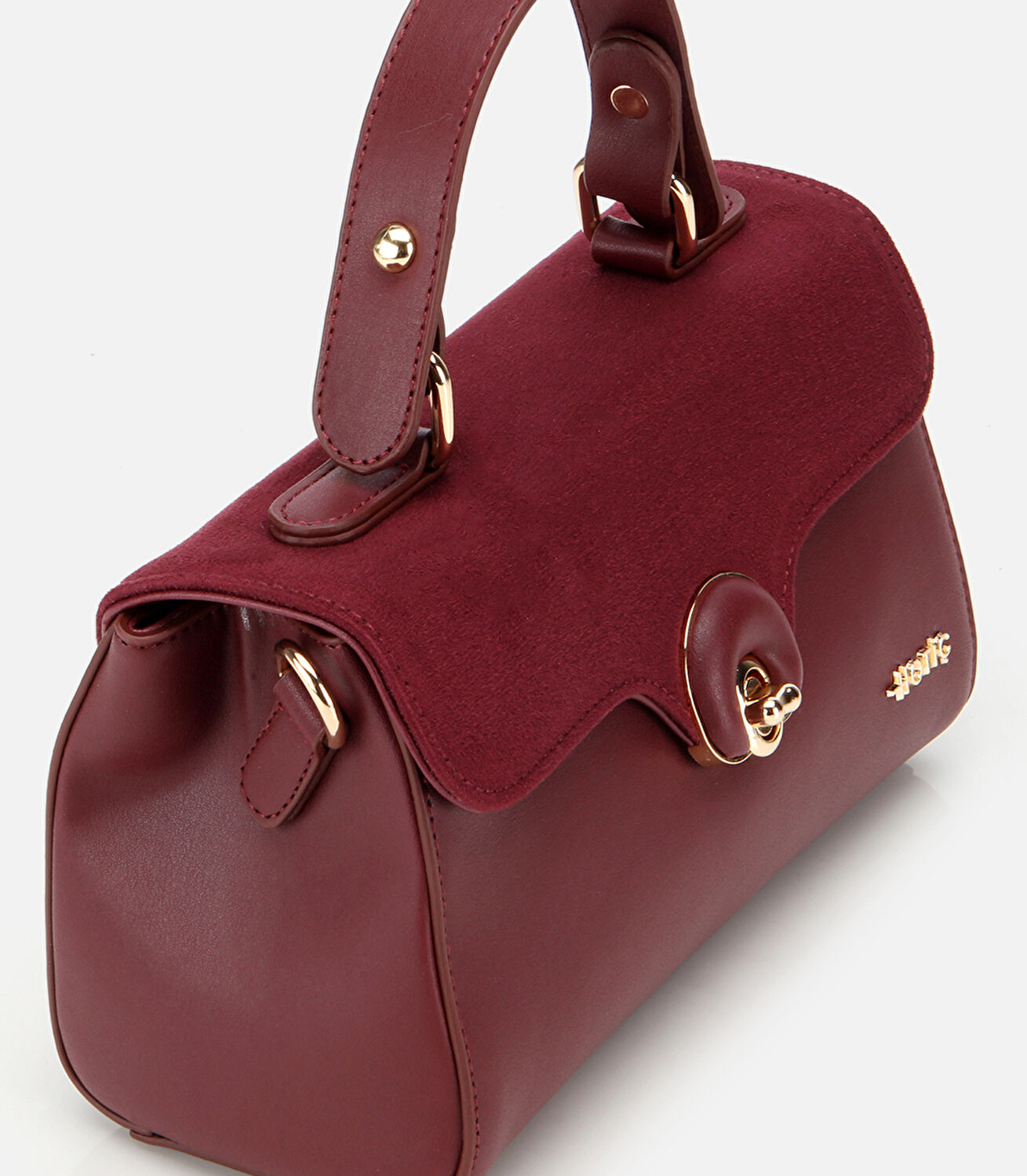 Kadın Bordo Kilit Detaylı Omuz Çantası