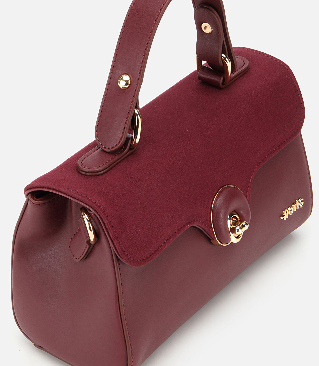 Kadın Bordo Kilit Detaylı Omuz Çantası