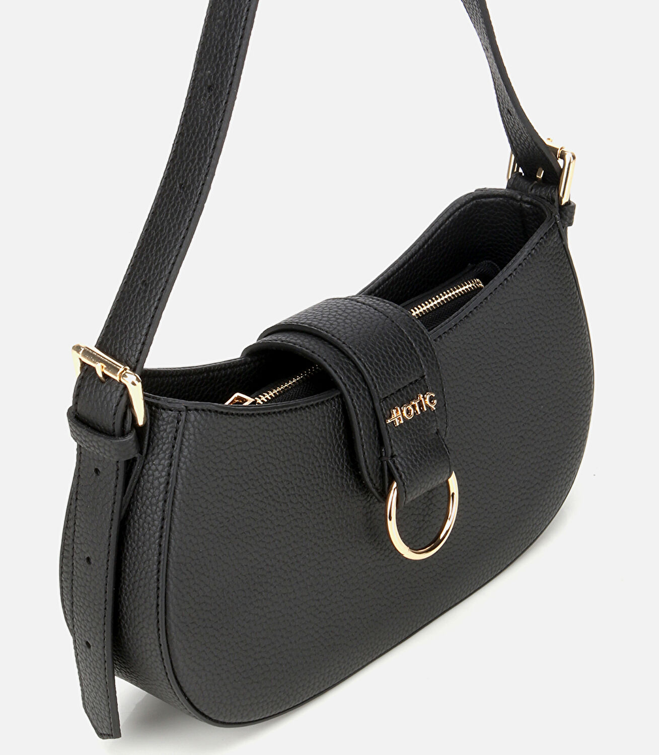 Kadın Siyah Kilit Detaylı Omuz Çantası