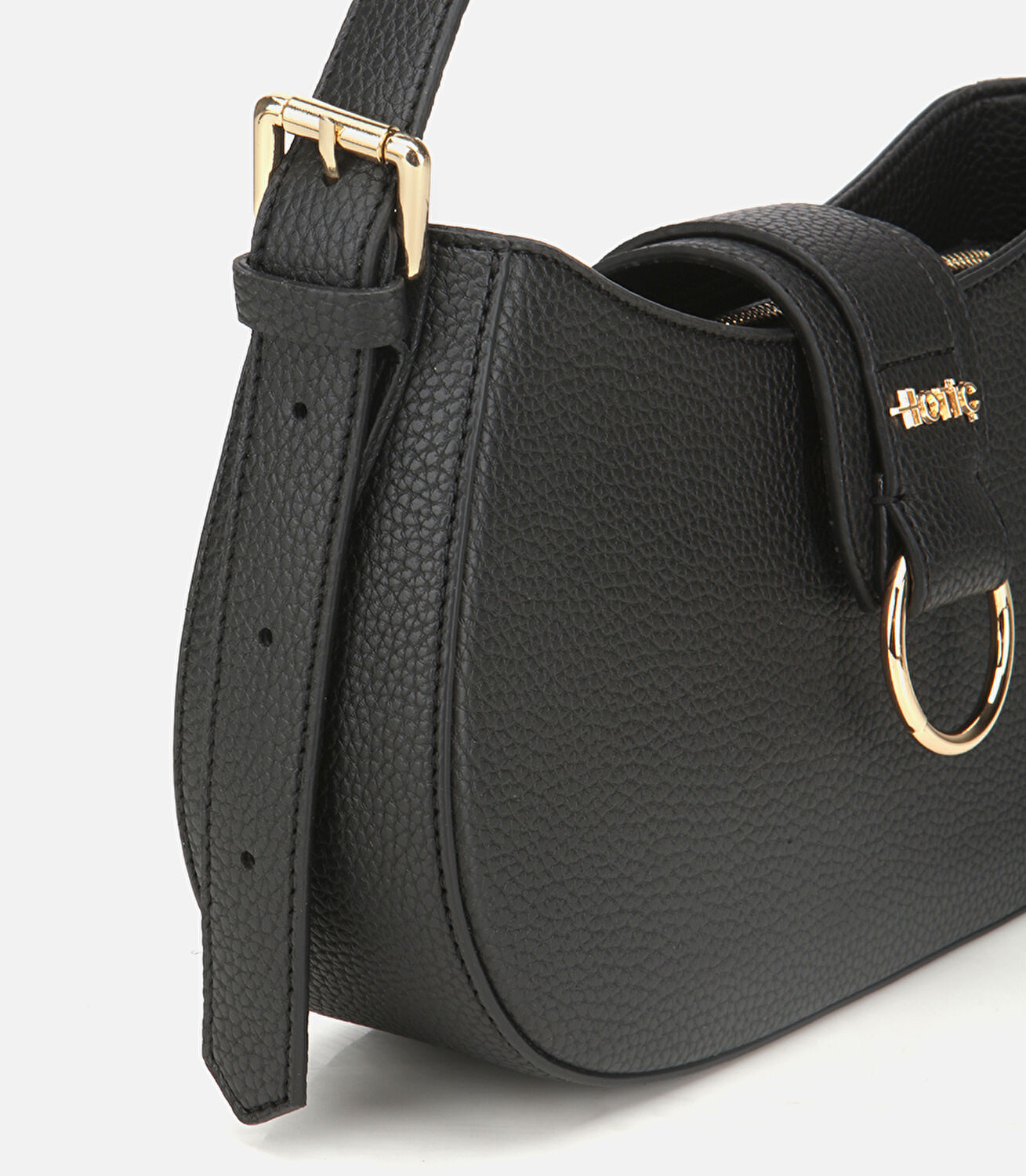 Kadın Siyah Kilit Detaylı Omuz Çantası