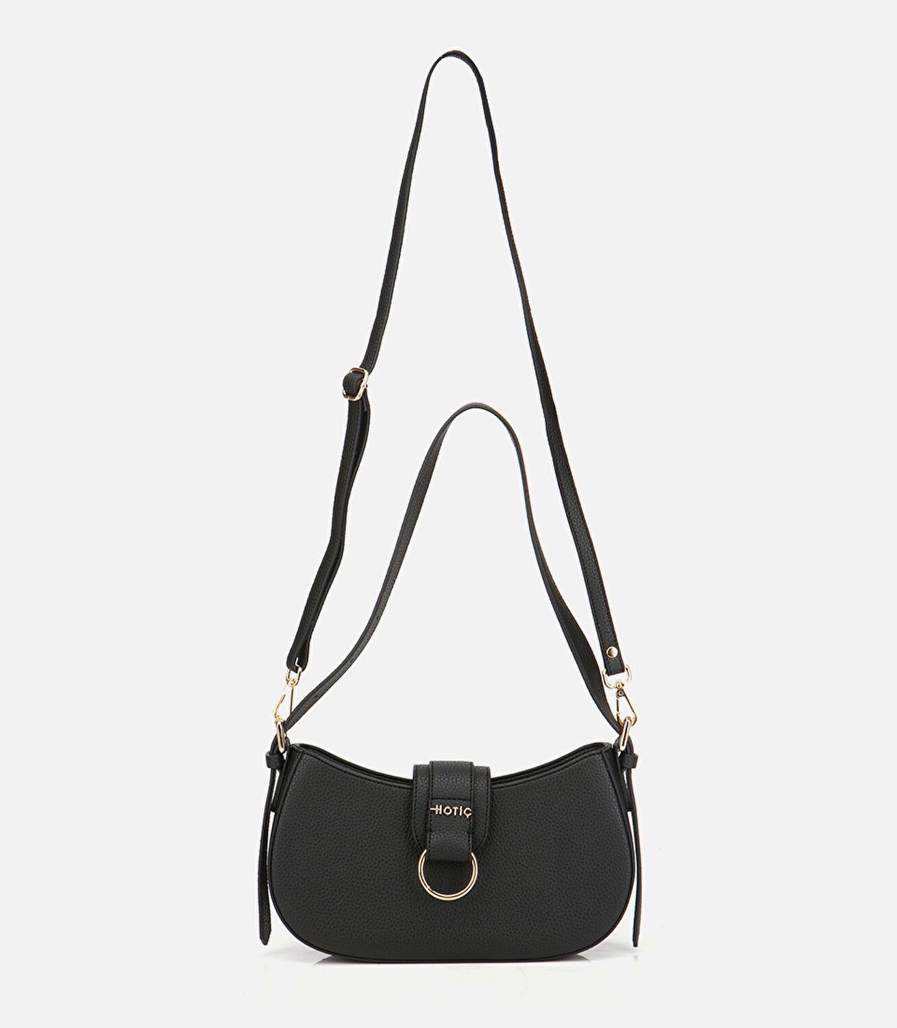 Kadın Siyah Kilit Detaylı Omuz Çantası