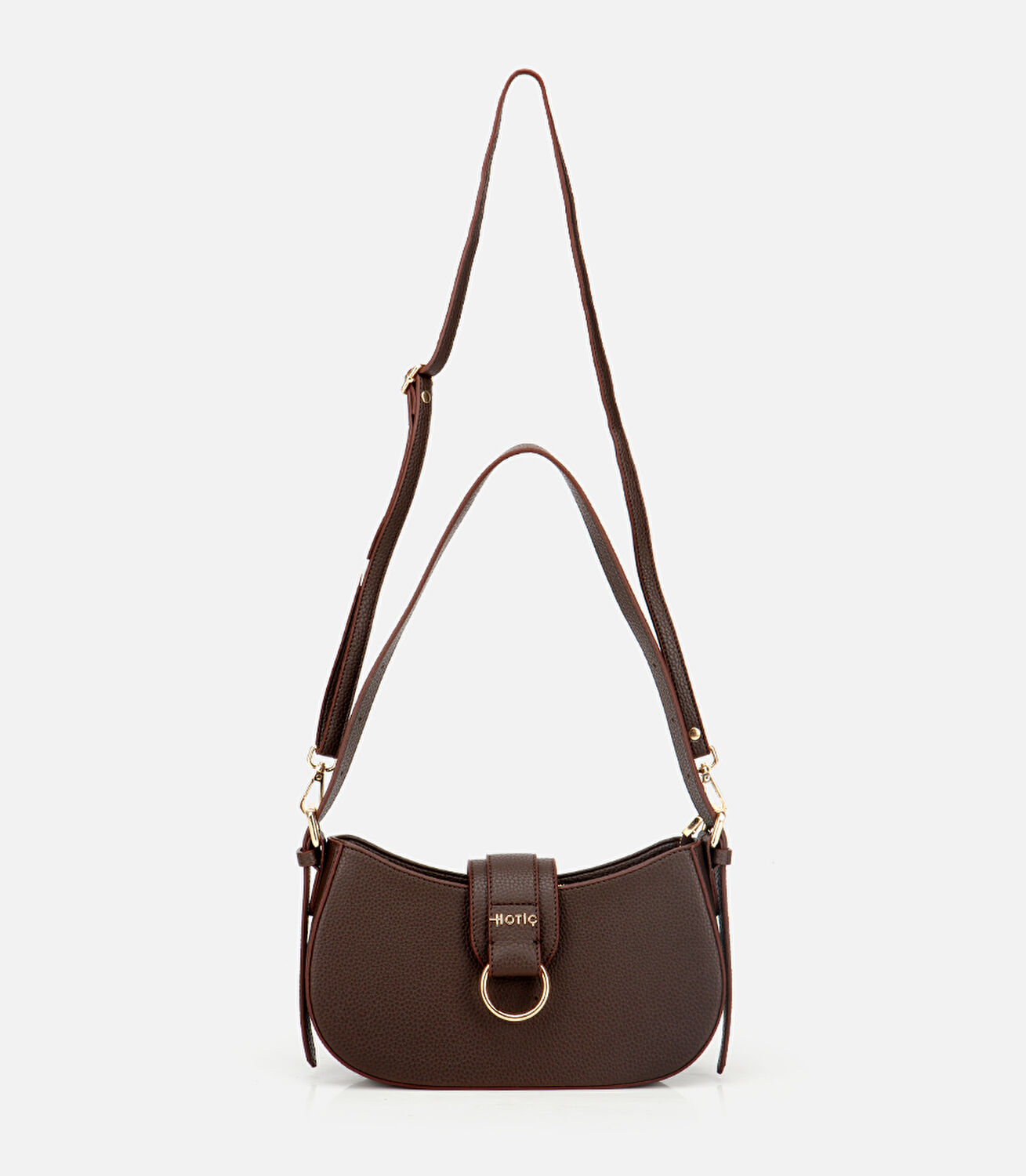 Kadın Kahverengi Kilit Detaylı Omuz Çantası