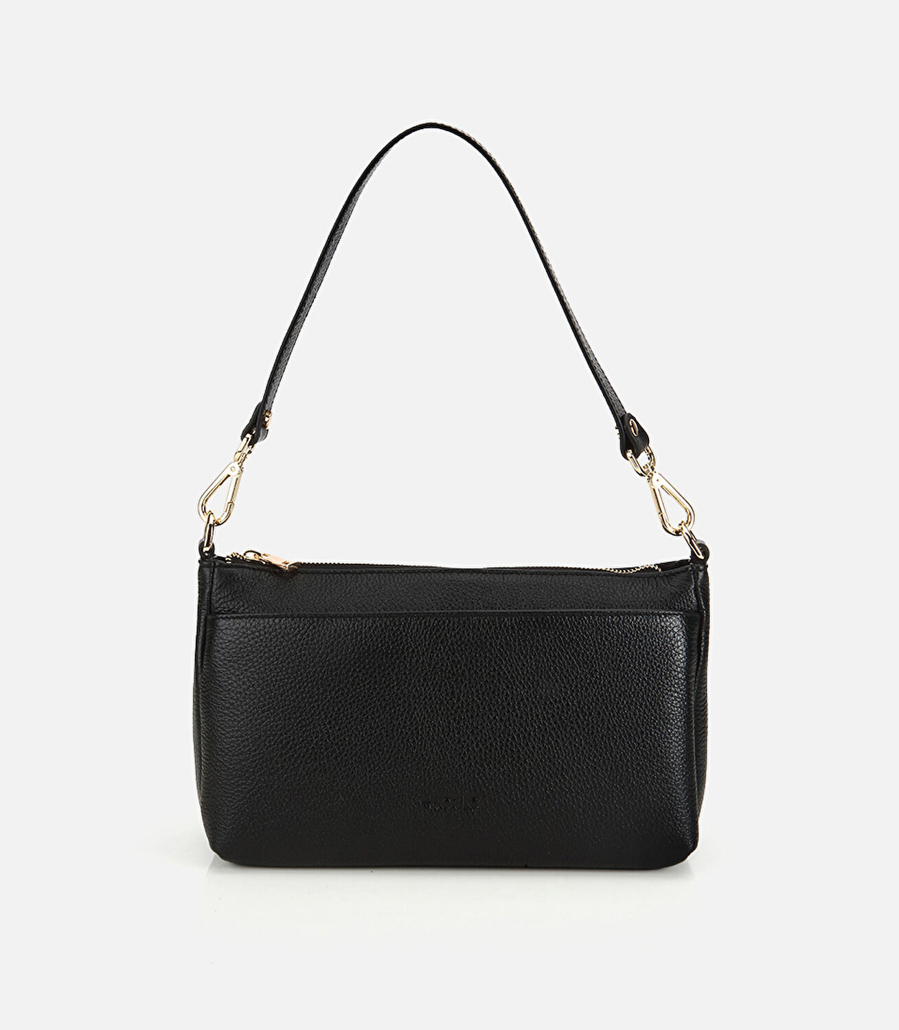 Kadın Deri Siyah Fermuarlı Omuz Çantası