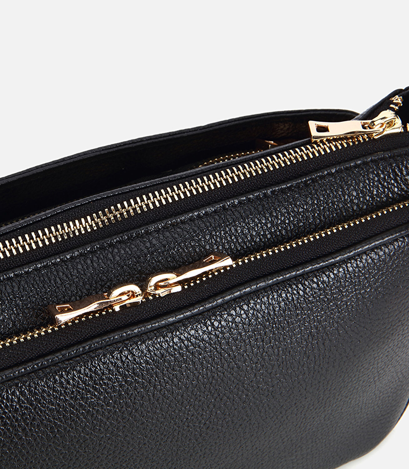 Kadın Deri Siyah Fermuarlı Omuz Çantası