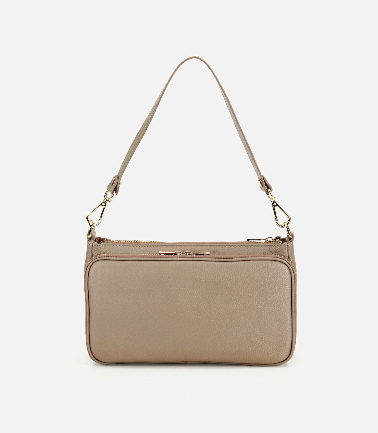 Kadın Deri Vizon Fermuarlı Omuz Çantası