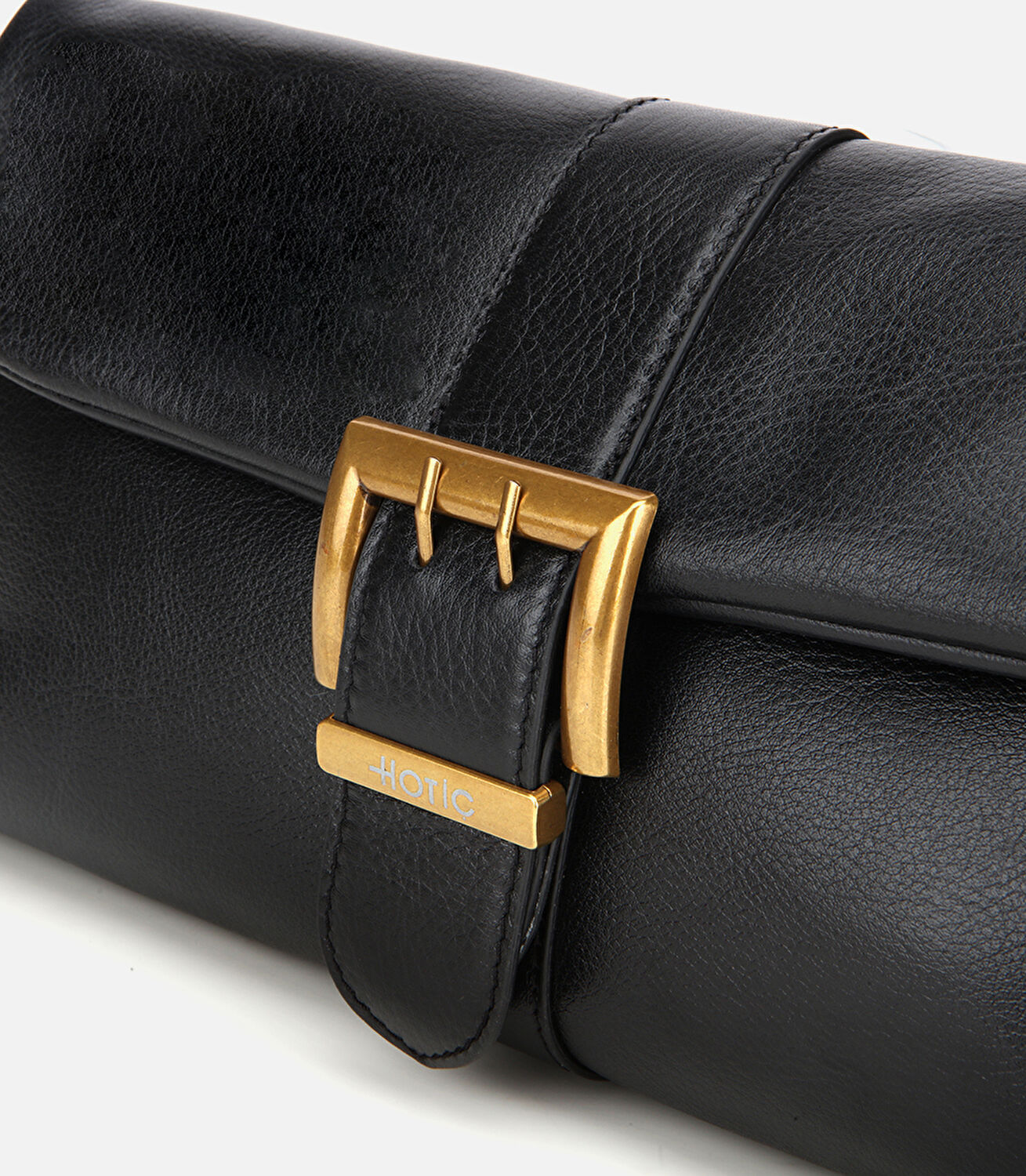 Kadın Deri Siyah Gold Toka Detaylı Portföy