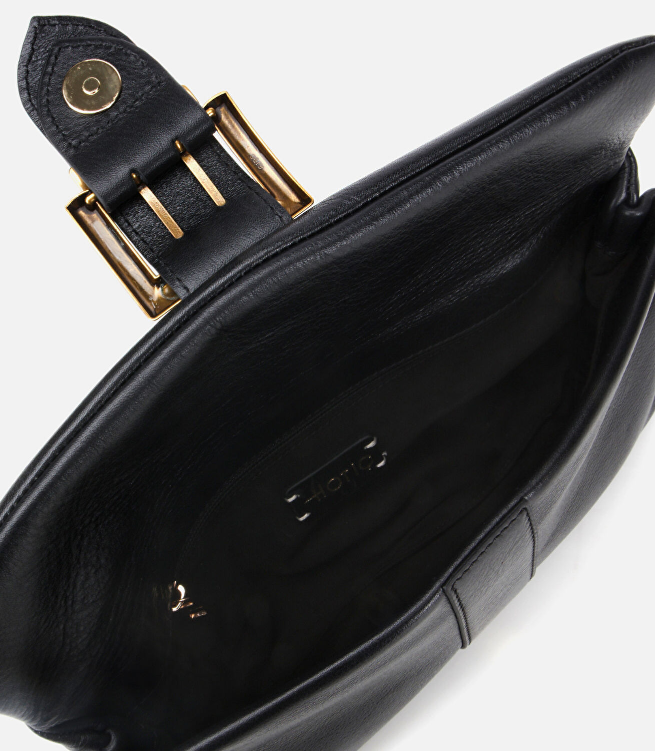 Kadın Deri Siyah Gold Toka Detaylı Portföy