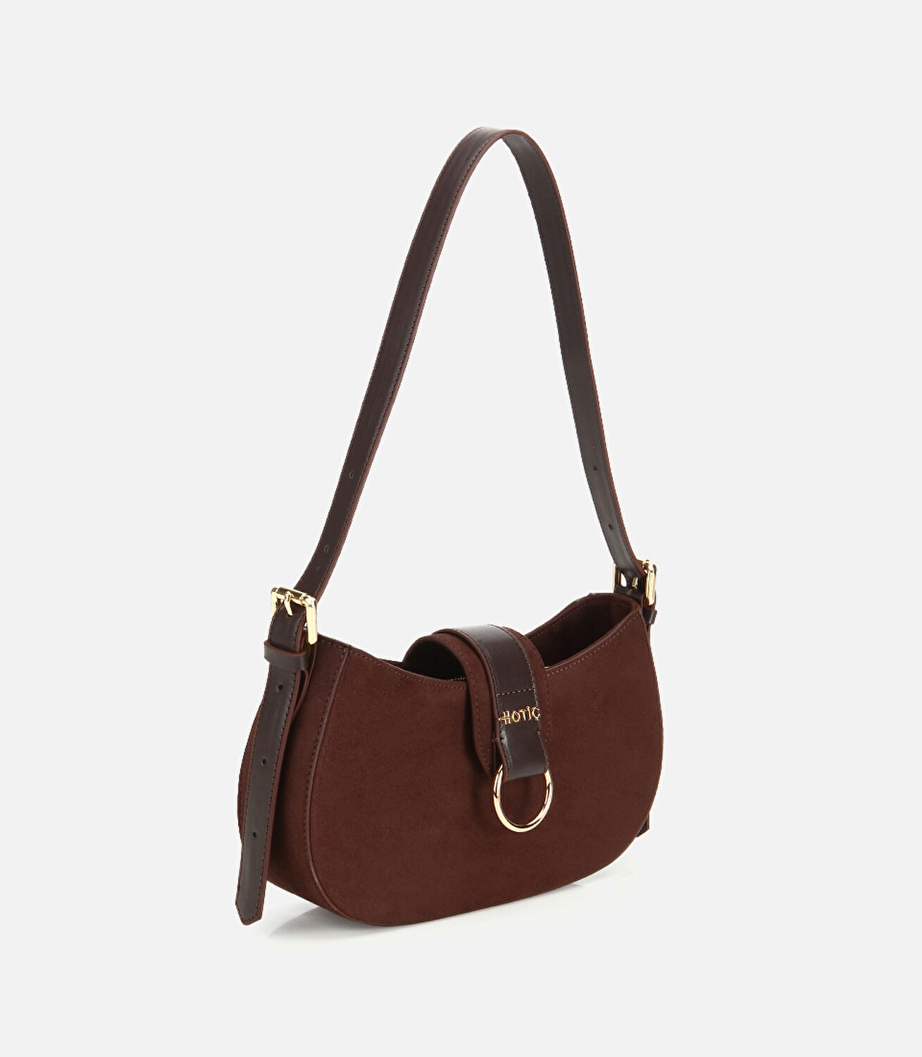 Kadın Kahverengi Kilit Detaylı Omuz Çantası