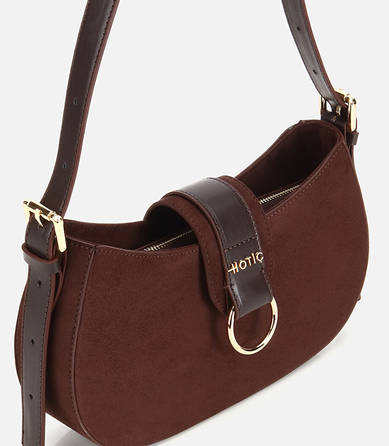 Kadın Kahverengi Kilit Detaylı Omuz Çantası