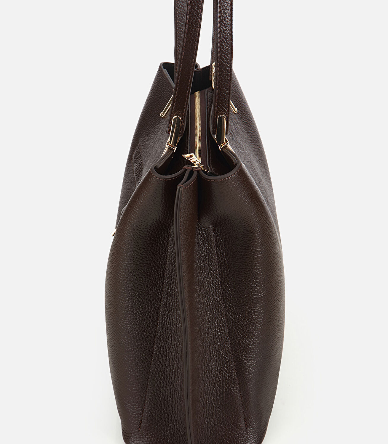 Kadın Deri Kahverengi Gold Detaylı Omuz Çantası