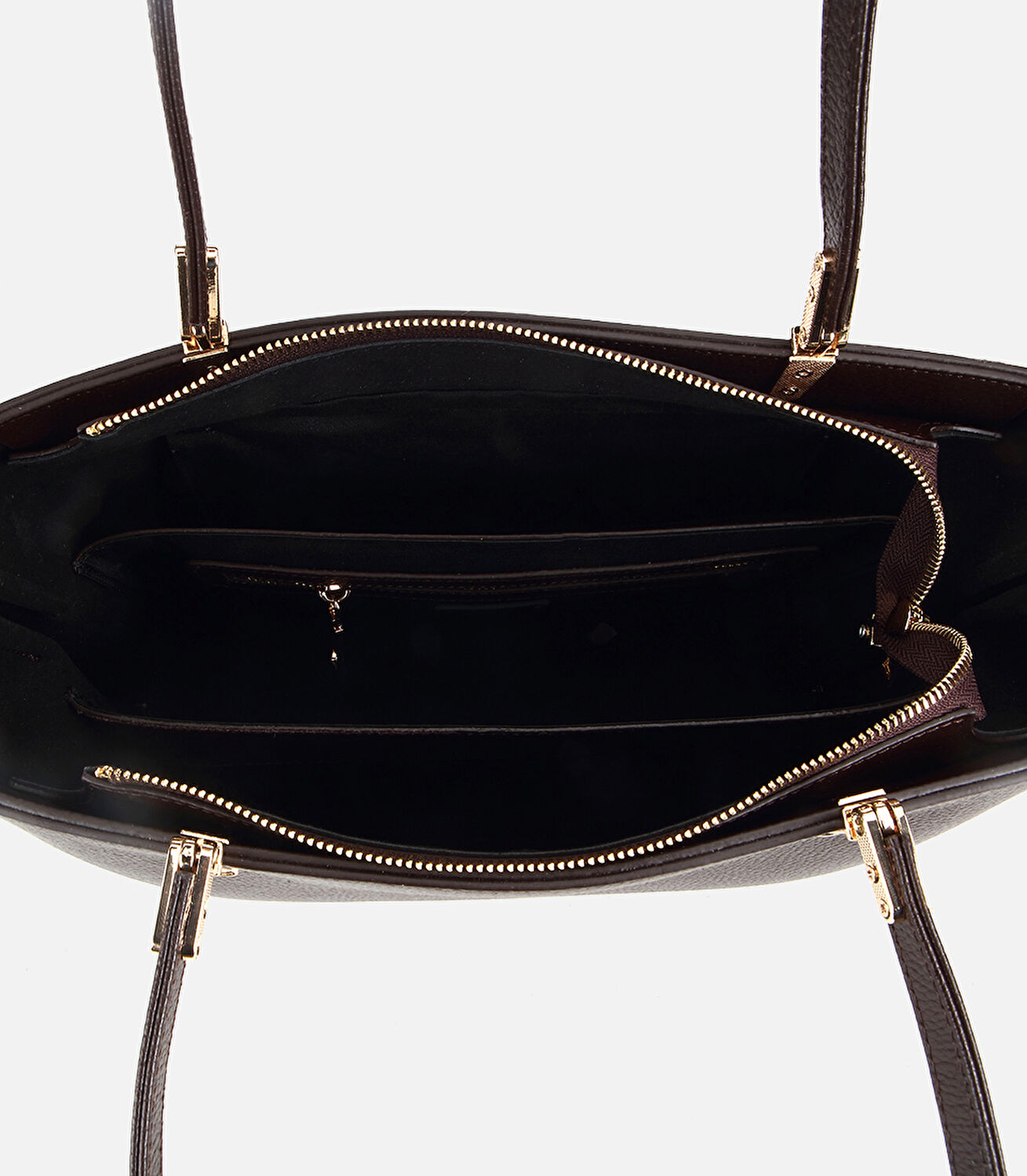 Kadın Deri Kahverengi Gold Detaylı Omuz Çantası