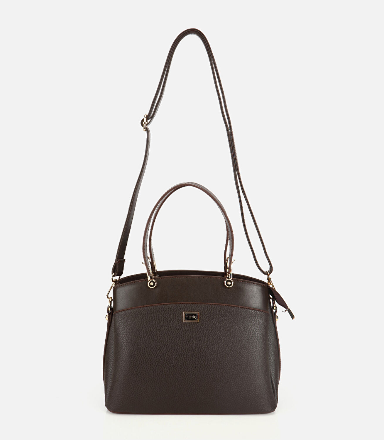 Kadın Deri Kahverengi Gold Detaylı Omuz Çantası