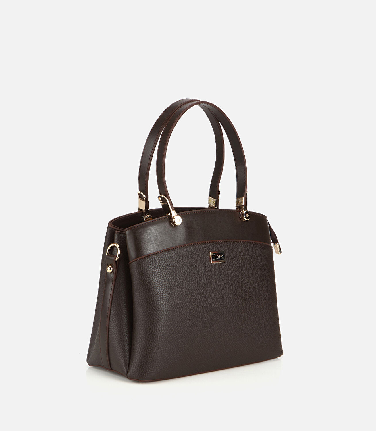 Kadın Deri Kahverengi Gold Detaylı Omuz Çantası