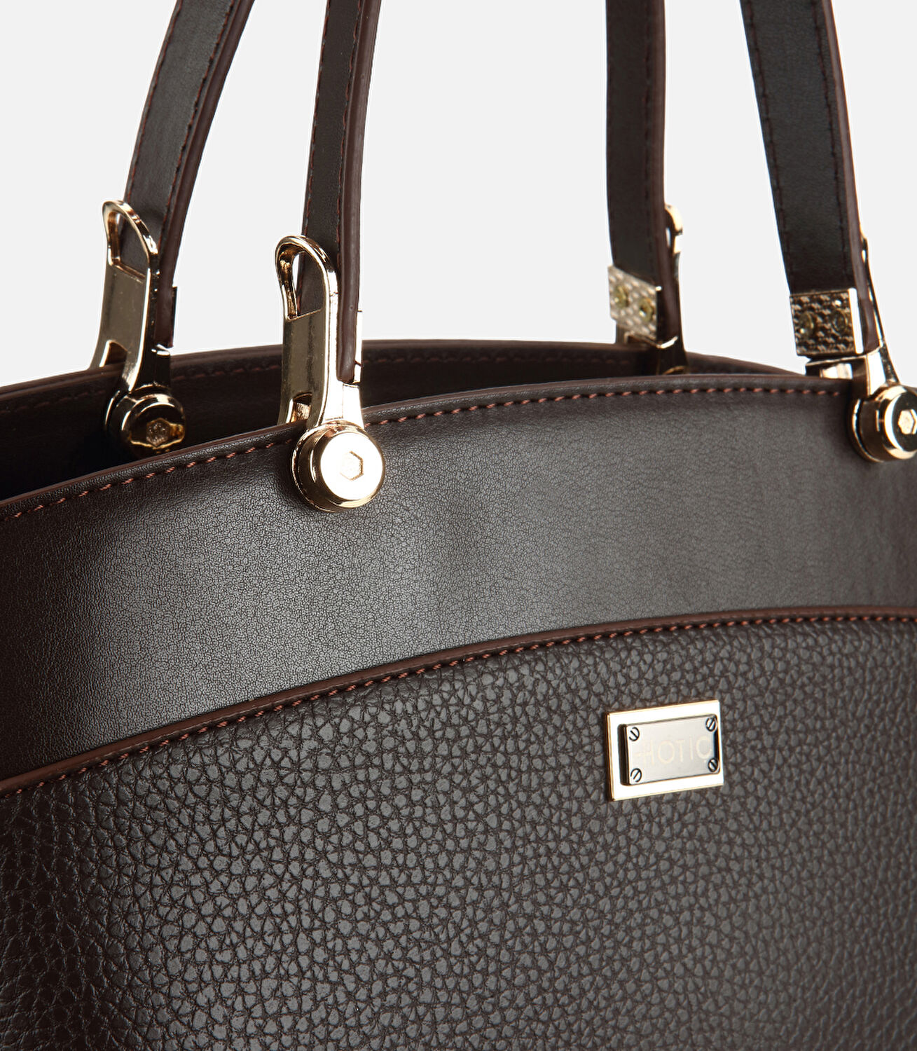 Kadın Deri Kahverengi Gold Detaylı Omuz Çantası