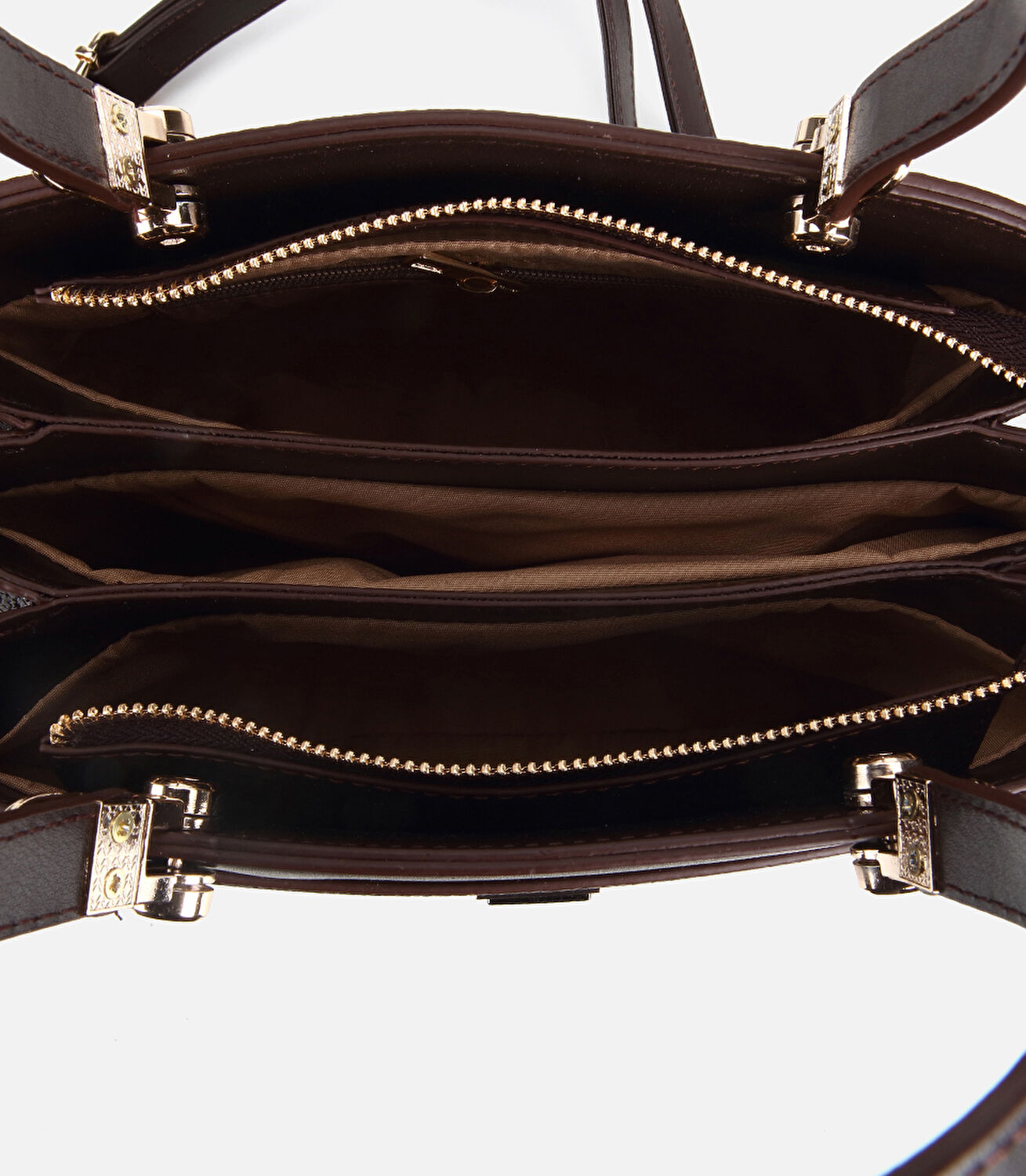 Kadın Deri Kahverengi Gold Detaylı Omuz Çantası