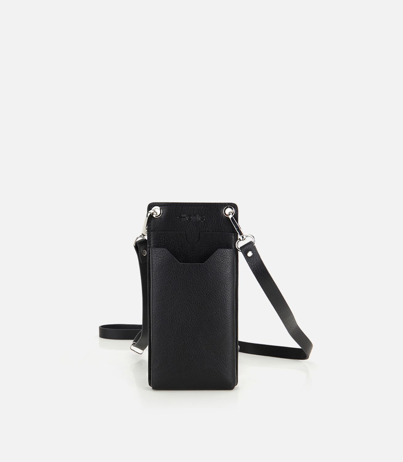 Unisex Deri Siyah Çapraz Telefon Çantası