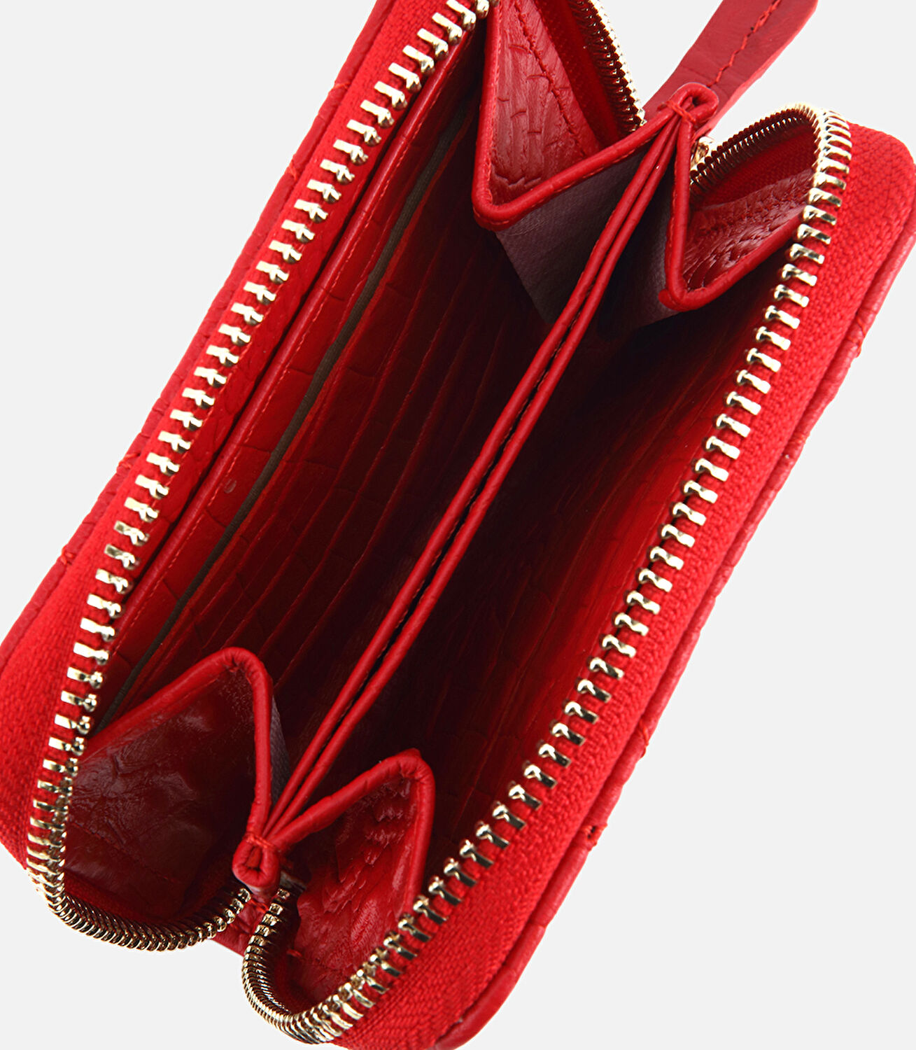 Kadın Deri Kırmızı Mini Kroko Cüzdan