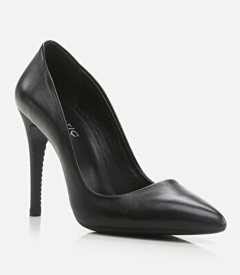 Kadın Deri Siyah Stiletto