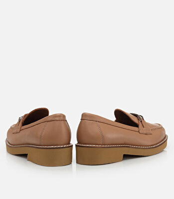 Kadın Deri Naturel Loafer