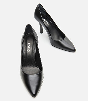 Kadın Deri Siyah Stiletto