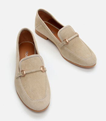 Kadın Deri Pudra Loafer