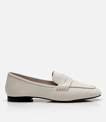Kadın Deri Ekru Loafer