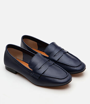 Kadın Deri Lacivert Loafer