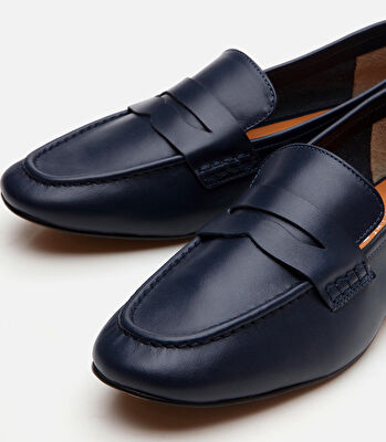 Kadın Deri Lacivert Loafer