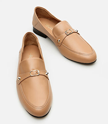 Kadın Deri Naturel Loafer