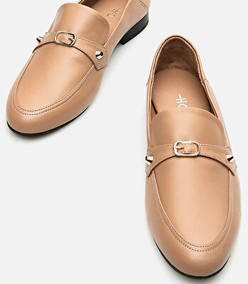 Kadın Deri Naturel Loafer