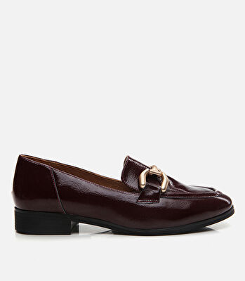 Kadın Deri Bordo Loafer