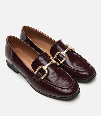 Kadın Deri Bordo Loafer