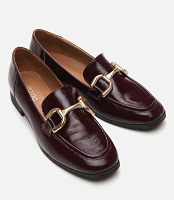 Kadın Deri Bordo Loafer