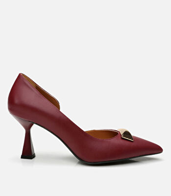 Kadın Deri Bordo Stiletto