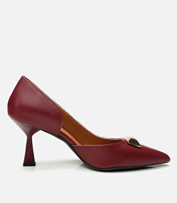 Kadın Deri Bordo Stiletto