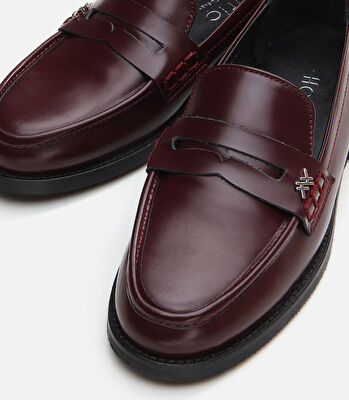 Kadın Deri Bordo Loafer