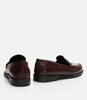 Kadın Deri Bordo Loafer