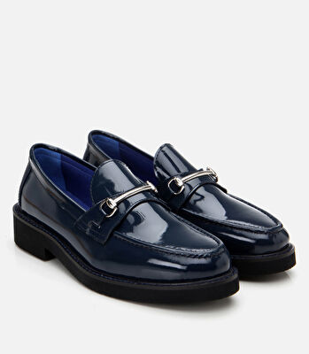 Kadın Deri Lacivert Loafer