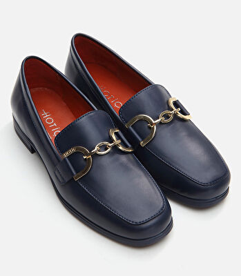 Kadın Deri Lacivert Loafer