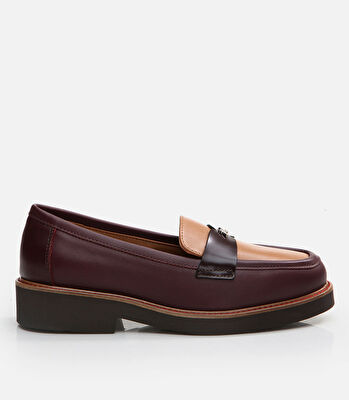 Kadın Deri Bordo Loafer