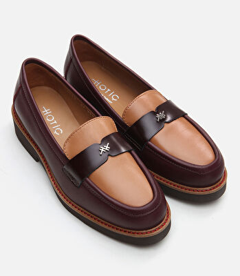 Kadın Deri Bordo Loafer
