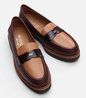 Kadın Deri Bordo Loafer