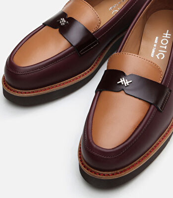 Kadın Deri Bordo Loafer