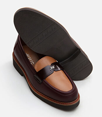 Kadın Deri Bordo Loafer
