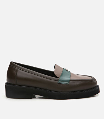 Kadın Deri Haki Loafer