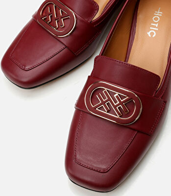 Kadın Deri Bordo Loafer