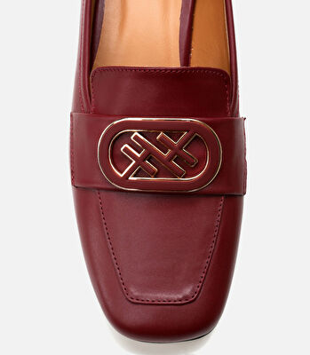 Kadın Deri Bordo Loafer
